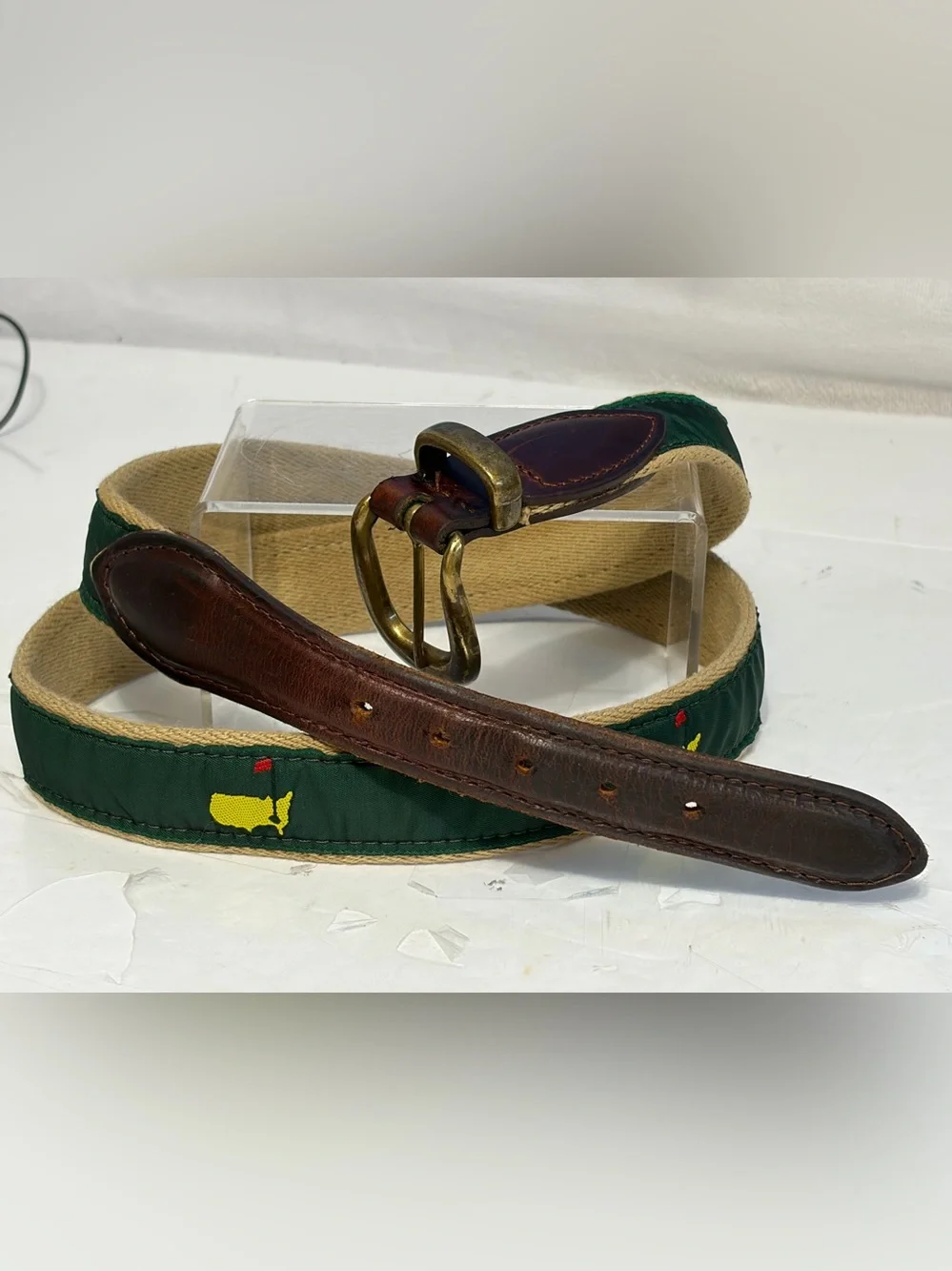 Vintage Masters Augusta National Golf Tournament Leather Canvas Belt Size 42